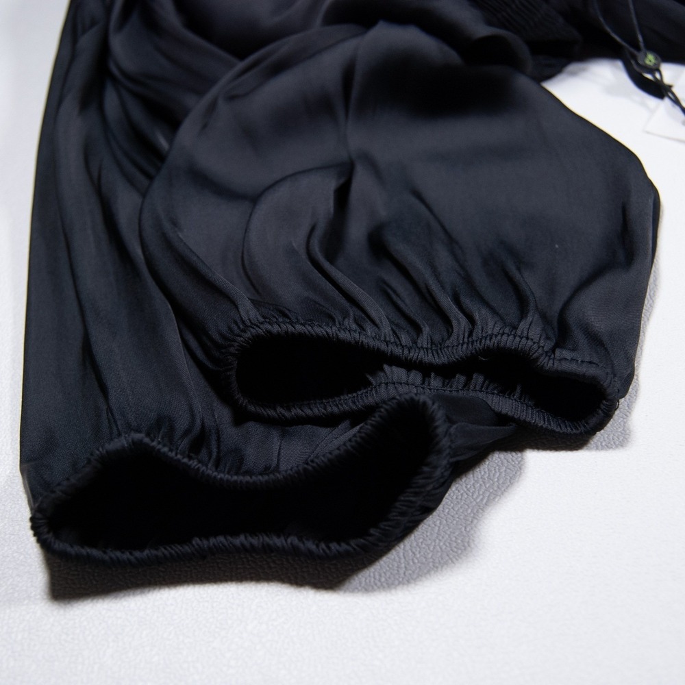 Sam Edelman Black Tiered Mini Dress Smocked Waist V Neck Women's Medium M - Picture 8 of 9